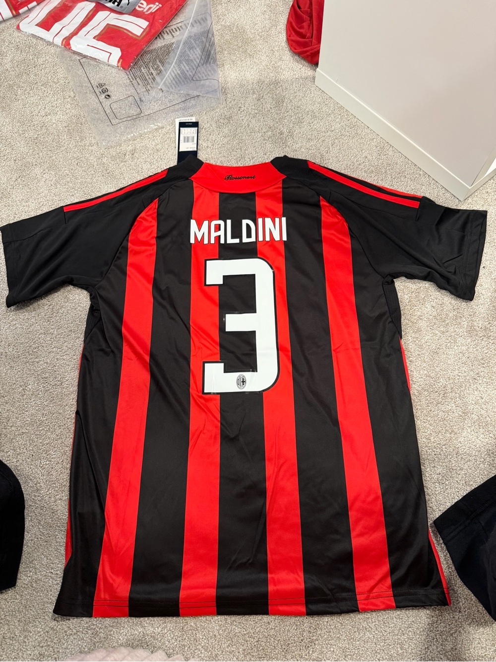 adidas 08/09 AC MILAN MALDINI retro home slim fit soccer jersey (size up)
